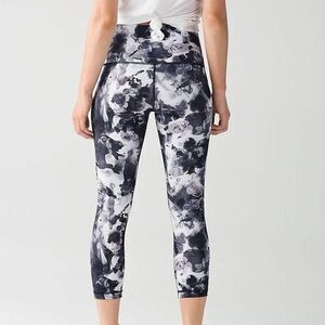 lululemon athletica Black & White Floral Print High-Rise Leggings
